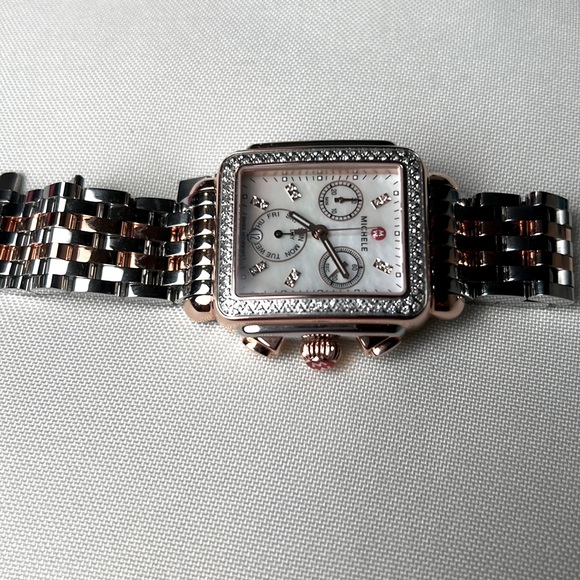 MICHELE DECO SIGNATURE DIAMOND TWO-TONE WOMEN'S FASHION WATCH - Picture 6 of 7